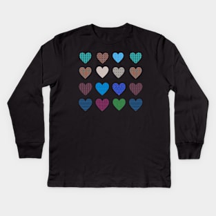 Lots of Little Patterned Hearts Kids Long Sleeve T-Shirt